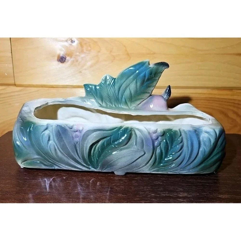 Vintage Brush McCoy Teal Green Planter Pink Antelope Deer Gazelle Pottery 1950s